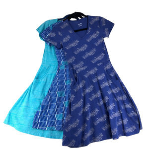 Svaha Lot Of 3 Colorful Dresses Size 0 Organic Cotton Stretch Novelty Pockets